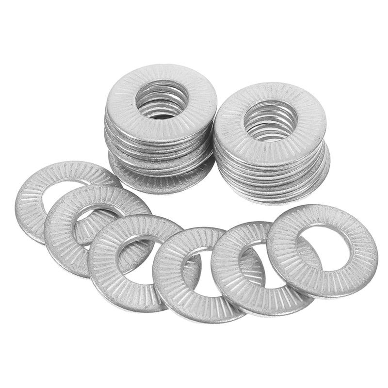 Stainless Steel Spring Lock Washers 20pcs Knurled Vibration Disc Fasteners - Image 1